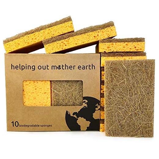Natural Sponge 10 Pack - Eco Friendly Kitchen Sponge for Sustainable Living | Biodegradable Plant Based Cleaning Dish Sponge