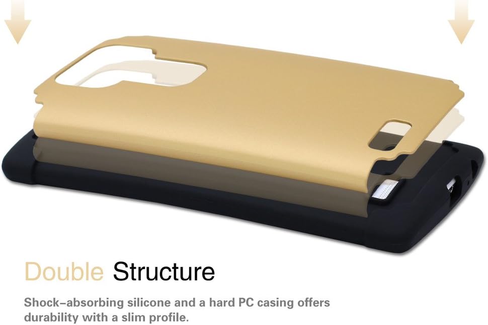 Jeylly Designed for LG G4 Case, Shockproof Bumper Case Plastic Shell and TPU Rubber Inner, Shock Absorbing Hard Hybrid Slim Thin Cute Case Cover for LG G4 AT&T T-Mobile Sprint Verizon, Gold&Black