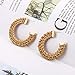 Rattan Earrings for Women Handmade Straw Wicker Braid Hoop Earrings Lightweight Geometric Statement Earrings Fashion Jewelry (dark)