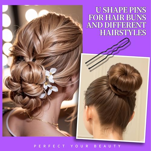 Teenitor 300pcs Hair Pins Bobby Pins Black, 100 Black Bobby Pins 100 Hair Pins for Women and 100 Clear Hair Bands Kit, U Pins for Buns 2" 2.36" and Bobby Pins 2" 2.75" - Image 4