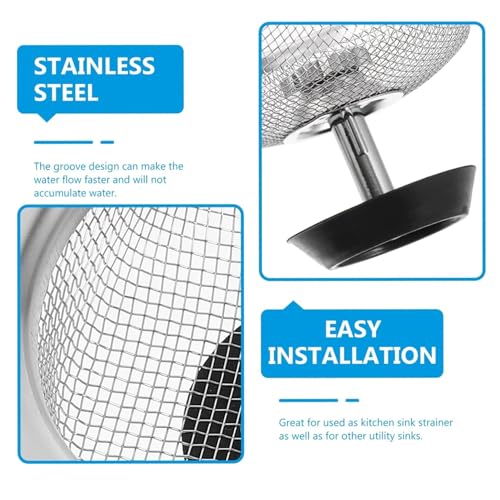 2 Pack - Stainless Steel Kitchen Sink Strainer Basket Replacement for Standard Drains (3-1/2 Inch) -Rubber Stopper Bottom, Sink Plug Drain Cover Drain Catcher, Water Storage Filter