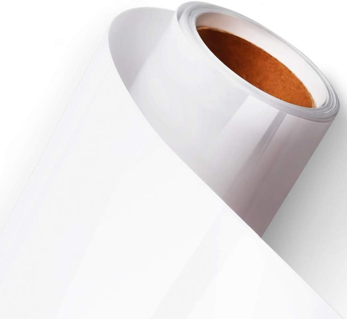 Waloden White Heat Transfer Vinyl 12 Inch by 8.2 Feet for T-Shirts, Hats, Clothing, Iron on HTV Compatible with Cricut, Cameo, Heat Press Machines, Sublimation (White)