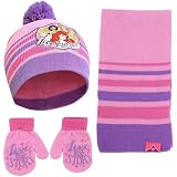 Disney Girls Princess Toddler Girls Hat, Scarf and Mittens Set For Age 2-4, Pink/Purple