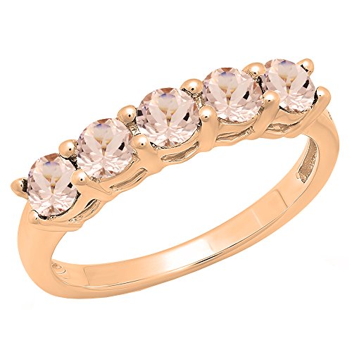 Dazzlingrock Collection 14K Ladies 5 Stone Bridal Wedding Anniversary Ring, Rose Gold