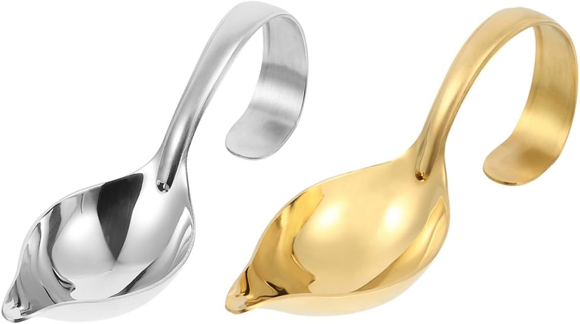 Saucier Drizzle Spoons Long Handle Stainless Steel with Curved 2pcs