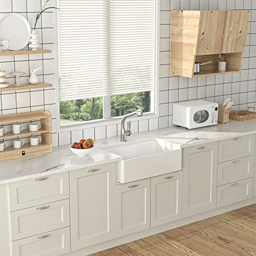 33 Inch Single Bowl White Farmhouse Sink - Lepuday Apron Front Ceramic Porcelain Fireclay Farm Kitchen Sink, Reversible Farmhouse Sinks Basins With Strainers & Bottom Grids #TOP7