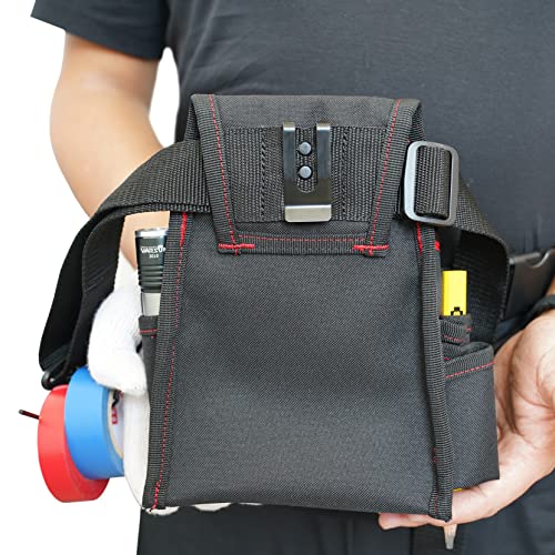 Electrician Tool Pouch - Durable Small Basic Maintenance Tool Pouches With Tape Thong,Tool Belt,Red #TOP5
