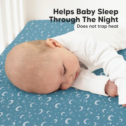 Image of 2pk Organic Cotton Crib Sheets for Boy Girl 52x28 (Dragon Tale) | Fitted Crib Mattress Sheet Neutral, Breathable Cover for Baby Bed Set, Toddler Mattress, Soft & Cute Prints