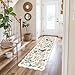 2x6 Washable Hallway Runner Rug: Floral Kitchen Rugs with Non-Slip Backing Vintage Low Pile Entryway Carpet for Living Room Bedroom Ultra Soft Water Resisitant Floor Mat for Bathroom Laudry(2x6,Cream)