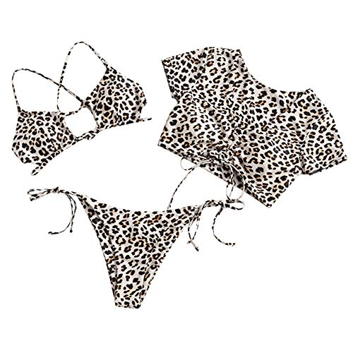 ZAFUL Damen Gepolsterte Bikini Sets, Leopard gedruckt Ausschnitt Seil Tank...