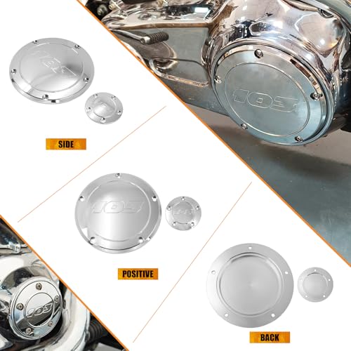 HCmotorku 5 Hole Derby Cover Timing Points Cover Fit for Harley Twin Cam Dyna Softail Touring Road King Electra Glide Street Glide Road Glide Tri Glide 1999-2017 103 Chrome by HCmotorku - Used condition - Image 4