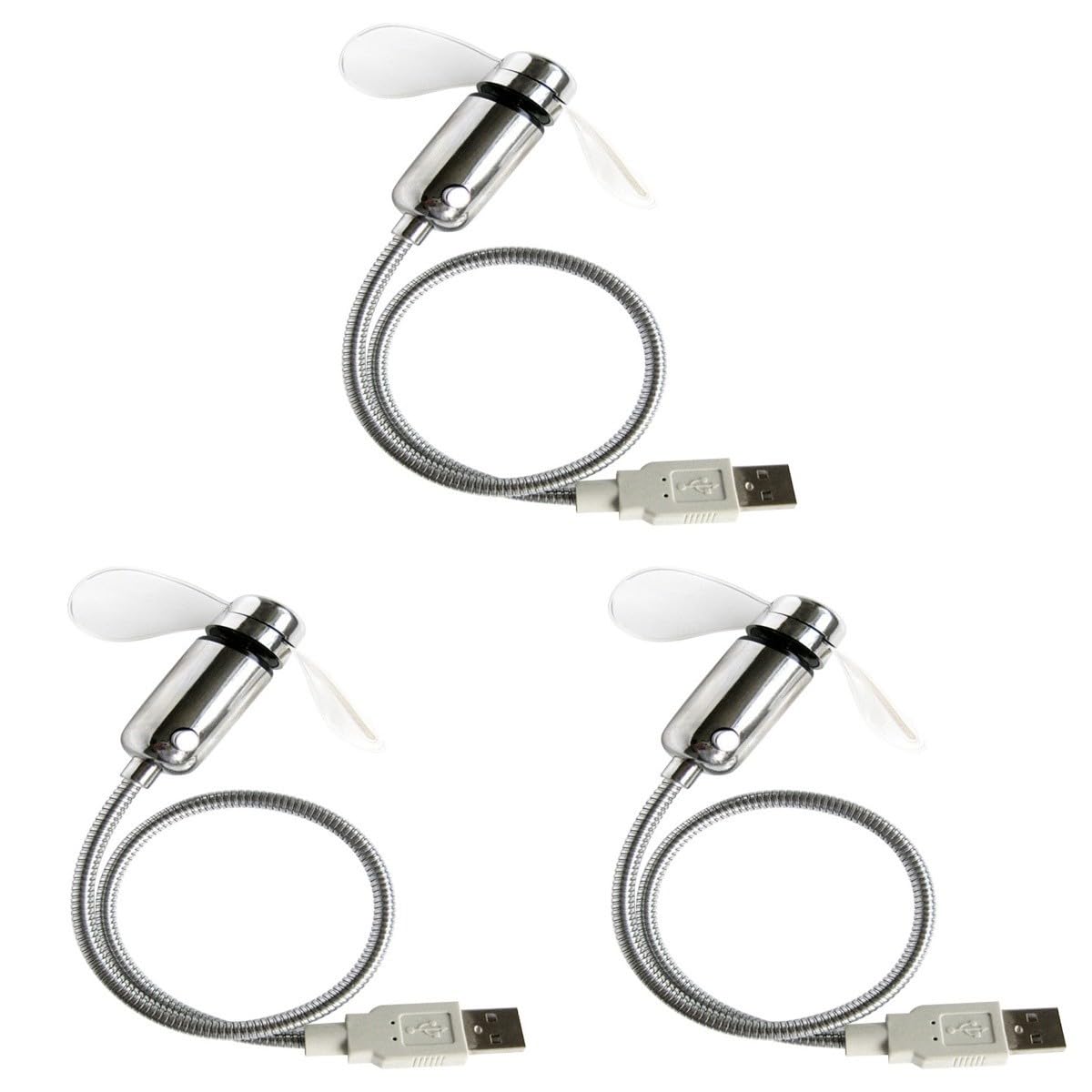 UKCOCO 3pièces Ventilateur Usb Led Avec Affichage Horloge Ventilateur Flexible à De Pour Ordinateur Portable Mini Éclairant Pour Bureau Et Détente