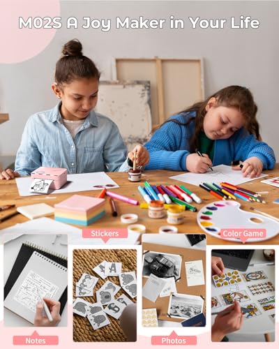 Minidrucker für Smartphone - M02S Pocket Printer, 300dpi Fotodrucker für iPhone, Thermodrucker Mini Drucker für Notebook, Miniprint Fotodrucker Handy, Taschendrucker Tragbarer Smarter Fotodrucker