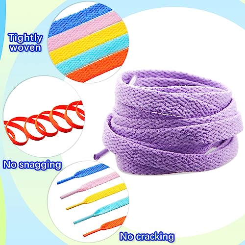 Yuxung 100 Pairs Bulk Flat Colored Shoelaces 47 Inch Wide Athletic Shoelaces Shoe Strings Boot Laces Shoestrings for Sneakers Skate Sport Replacement Laces(Mixed Colors)
