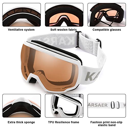 Karsaer Ski Goggles Anti-Fog Snowboard Goggles Otg Uv400 Snow Goggles Spherical Dual-Lenses For Men Women Youth K7148 #TOP6