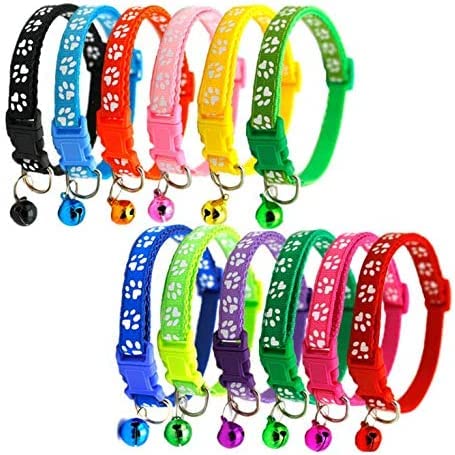Cat Collar Breathable Nylon Pet Collar Adjustable for Cats and Small Puppy with Bell Cat Collars - Paw Print Design, with Bell, Adjustable Strap, and Safety Release Buckle (Pack of 3) (B0B7SPP1GZ) Amazon Price History, Amazon Price Tracker