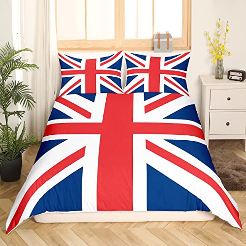 Chatalonia Union Jack Housse de Couette UK Parure de Lit 140x200cm British Sets de Housse de Couette Cadeau British Parure Housse de Couette Rouge and Bleu...