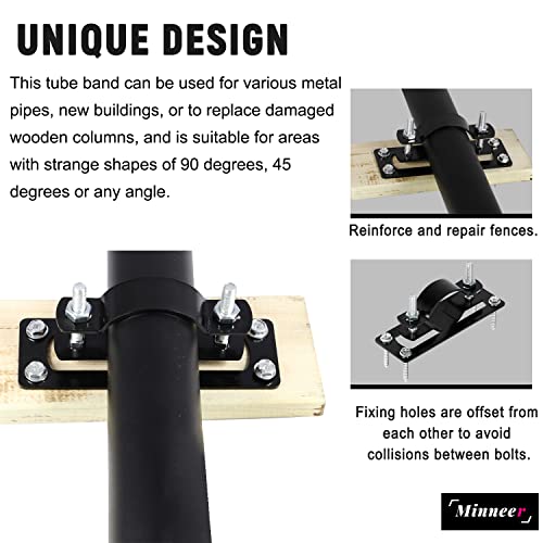 Minneer 2-3/8" Fence Brackets For 2 By 4-Inch Wood/Metal/Galvanized Fence Post Bracket, Include All Parts (12 Pcs) #TOP4