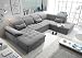 Produktbild lifestyle4living Wohnlandschaft (XXL) mit Schlaffunktion & Bettkasten, Grau, Microvelourstoff | Gemütliches U-Sofa mit Kopfstützen & Armlehnenverstellung