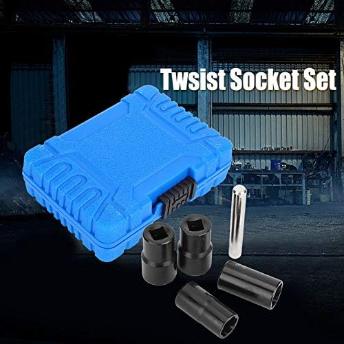 KIMISS Chrome-Molybdenum Steel 5Pcs Twist Socket Set Locking Wheel Nut Bolt Stud Extractor Removers 17mm 19mm 21mm 22mm Socket//20mm Locking Wheel nut Extractor