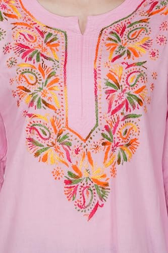 Image of Vahson Designer Hand Lucknowi Chikankari Embroidery Cotton Short Kurti for Women /Girls