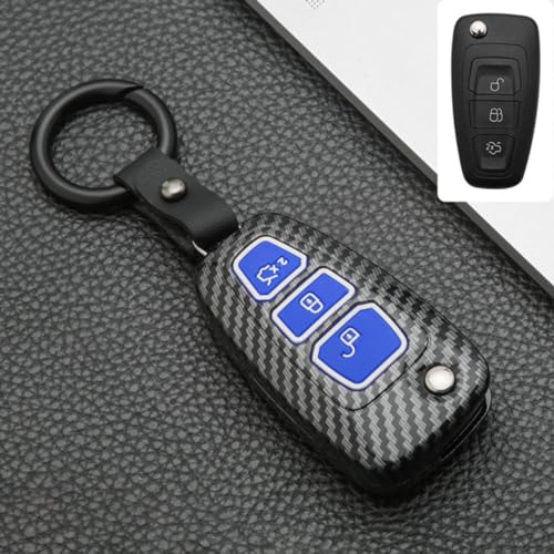 Boitier clé Ford carbone SUFC pour Fiesta Focus 3 Galaxy Custom MK3 MK4