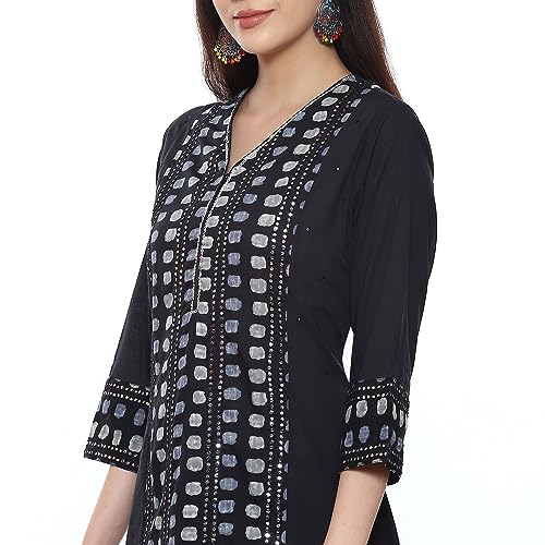 Image of BIBA Women Cotton Straight Kurta Palazzo Suit Set