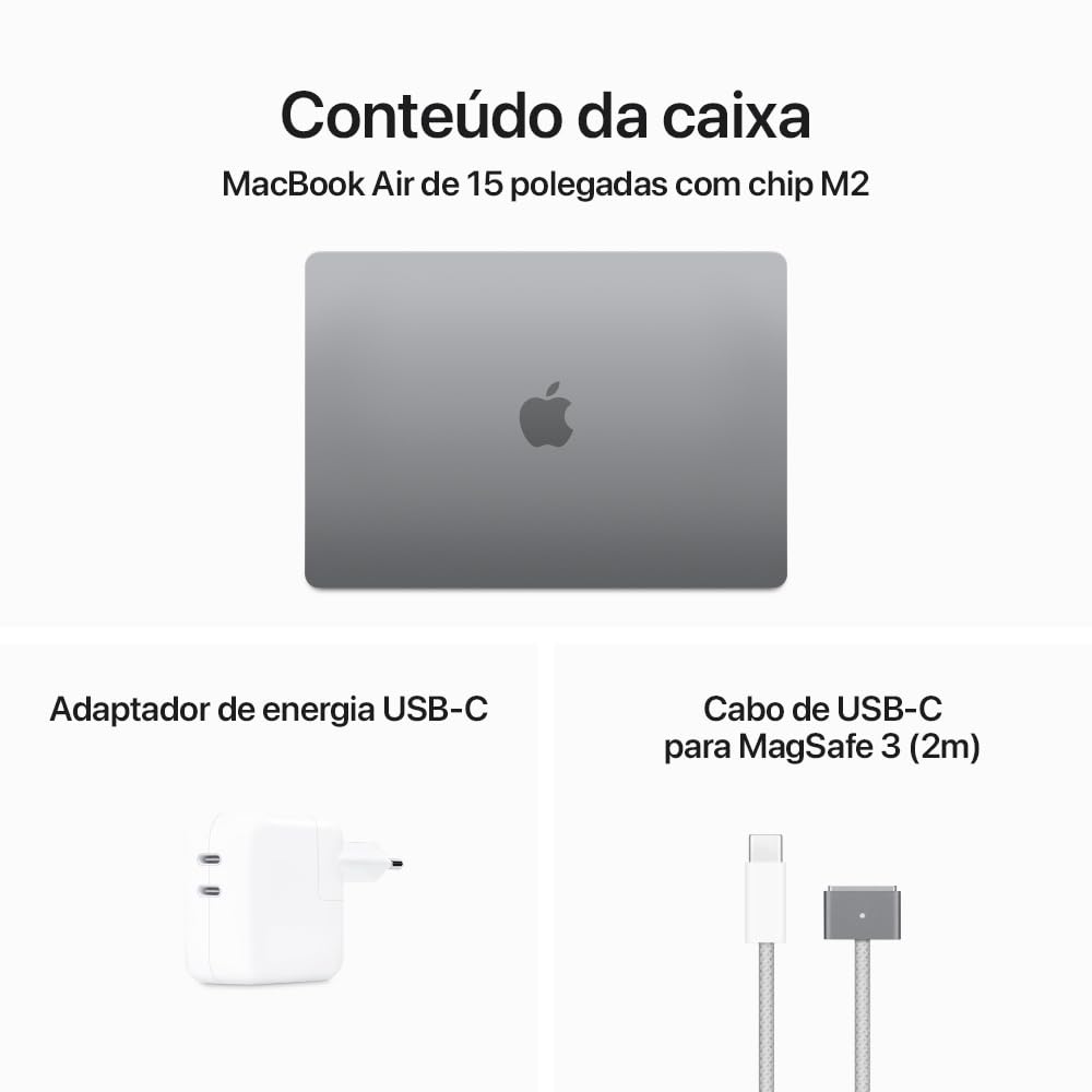 Notebook MacBook Air (2023) Apple com chip M2: tela Liquid Retina