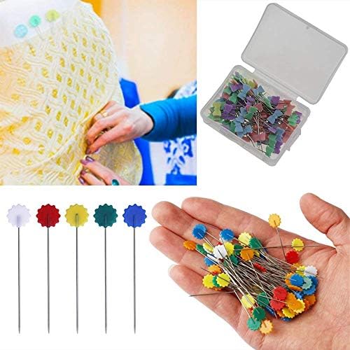 400Pcs Sewing Patchwork Pins Flat Button Head Pins with A Storage Box Assorted Pins for Dressmaker Craft Sewing Projects