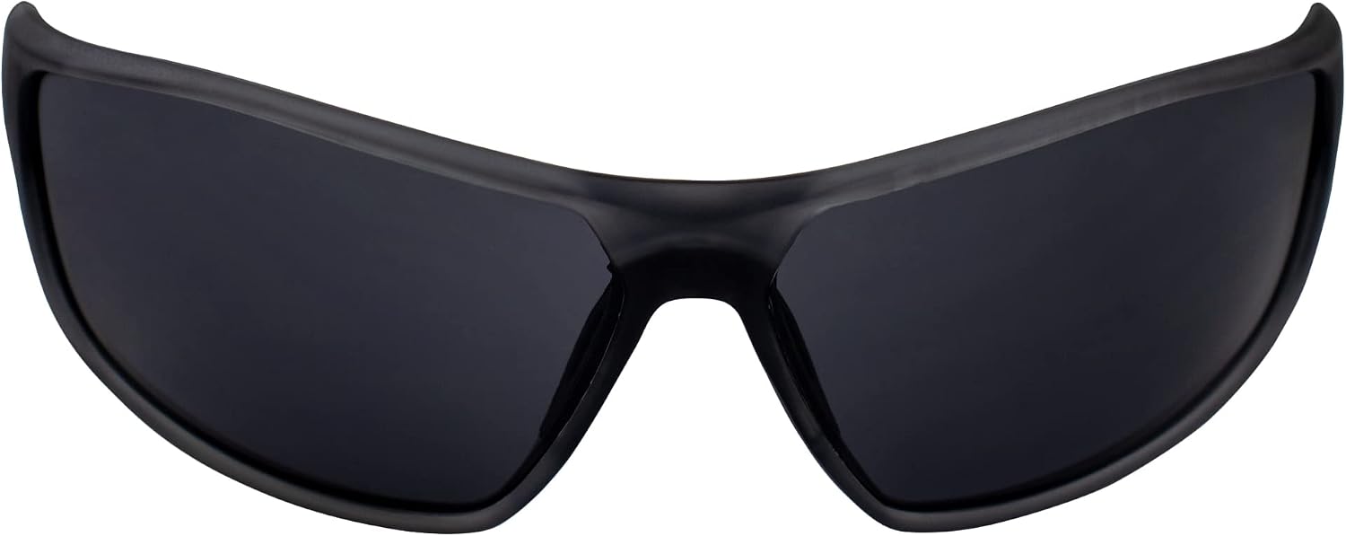 AlterImage Stream Wraparound Sports & Motorcycle Retro Sunglasses for Men or Women Gray Frame w/Rubber Tips & Nose Pads Smoke Lenses
