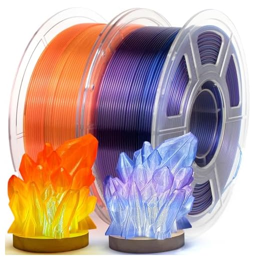 IEMAI Clear PETG Filament 1.75mm Bundle 2kg, Transparent 3D Printer Filament 50-600mm/s Printing, 1kgx2 Spools Blue-Purple+Red-Orange for Lampshade, Creative DIY, Home Decor