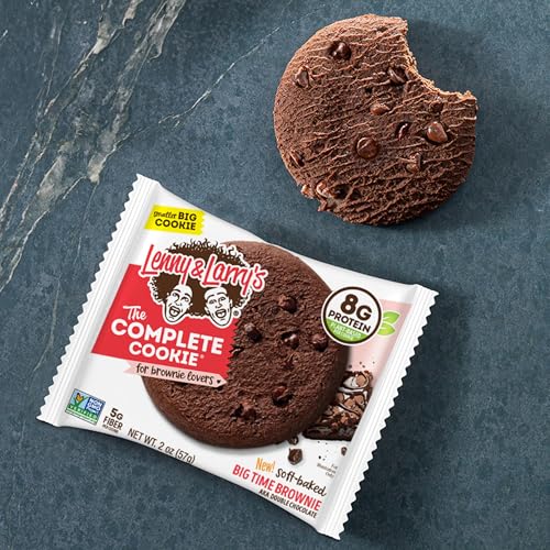 Image of Lenny & Larry's Complete Protein Cookie,[Big Time Brownie],Chewy Soft Baked,16g Plant Protein,Vegan,Non-GMO,High Fiber,[2 Ounce] Cookie,(Pack of 24)