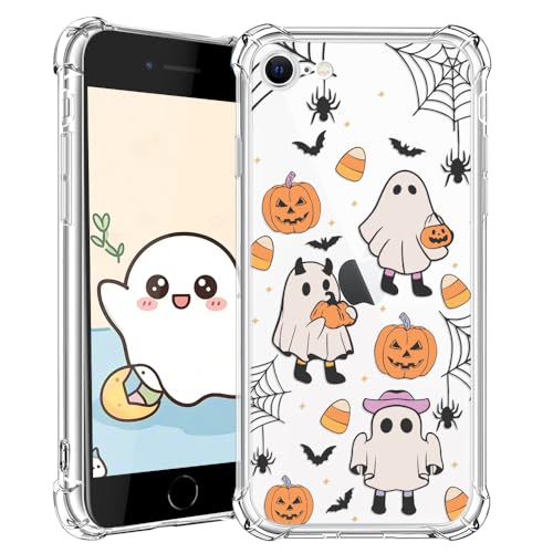 Coque iPhone 7/8/SE motif Halloween chat fantôme TPU souple