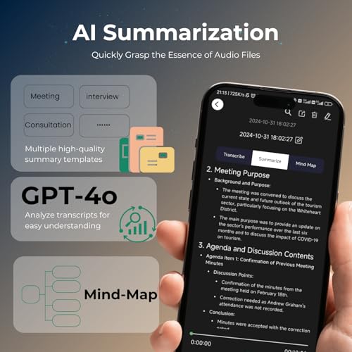Image of FoCase Note AI Voice Recorder, Transcribe, Summarize & Translation with AI, APP Control, 64GB Storage, Support 112 Languages, Ultra-Slim Magnetic Dictaphone Note Taker for Calls, Lectures and Meetings