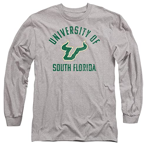 University of South Florida Official Bulls Logo Unisex Adult Long-Sleeve T Shirt,Athletic Heather, X-Large
