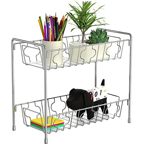 Simple Houseware 2-Tier Spice Rack Kitchen Organizer Countertop Shelf, Chrome #TOP5