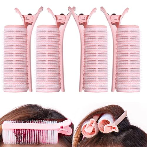 Ouliget 2 in 1 Bangs Hair Rollers with Clip Hair Styling Clips Set Volumizing Clips Root Lifting Portable Bangs Curler DIY Volume Clip for Fluffy Hairstyles 4 PCS