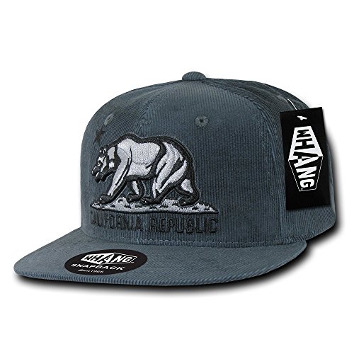 WHANG California Republic Corduroy Snapback, Charcoal
