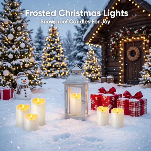 Image of Raycare Outdoor Waterproof Flameless Candles, Battery Operated LED Candles with Remote Control and Timer, Electric Fake Plastic Pillar Candles, Ivory White, Set of 6(3 inchx4 inch5 inch 6 inch)