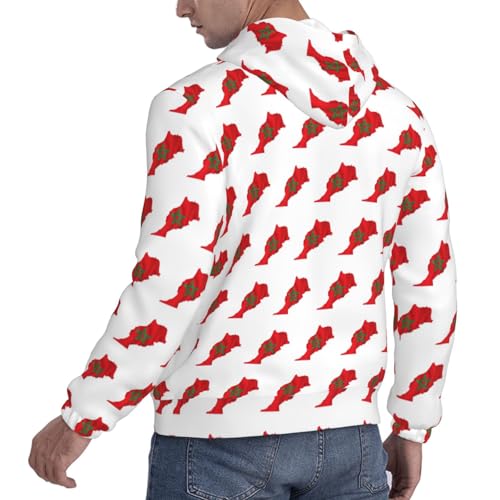 Sweat Maroc homme à capuche chaud pull imprimé carte géographique
