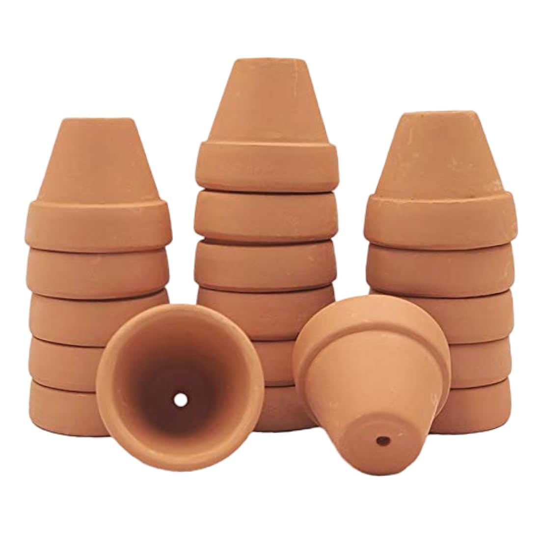 Wilafury 18Pcs Mini Terracotta Pots, 3.5 Inch Clay Flower Pot with Drainage Holes for Succulents, Herbs, Cactus & DIY Crafts
