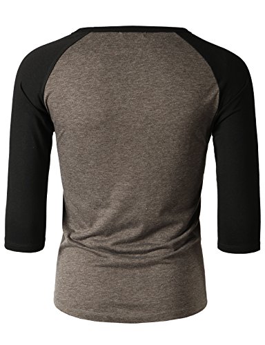 image for H2H Mens Casual Slim Fit Raglan Baseball Three-Quarter Sleeve Henley T