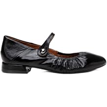HOT  Women's Leather Black Mary Jane Buckle Ballerina