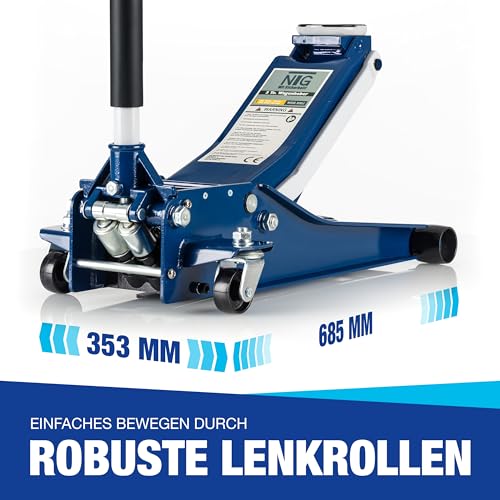 Hydraulischer Wagenheber 3 Tonnen für PKW mit flacher Bauhöhe