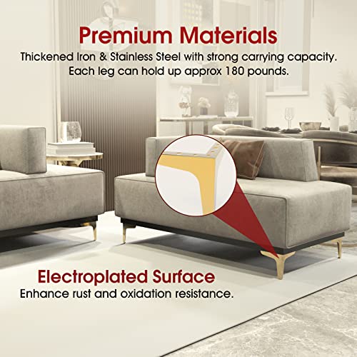 Losodona Gold Furniture Leg Set Of 4 Metal 6 Inch , Modern Style Heavy Duty Sofa Replacement Feet, For Sofa, Chair, Couch, Ottoman, Cupboard (Gold) #TOP3