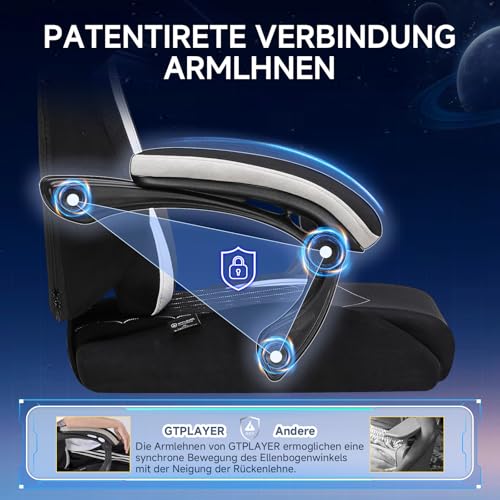 Image of GTPLAYER Gaming Chair with Foot Rest & Pocket Spring Cushion, Ergonomic High Back Computer Desk Chair with Headrest & Lumbar Support for Back Pain Relief, Lividity