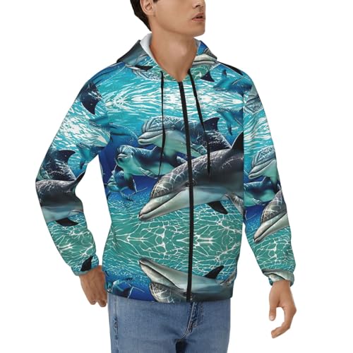 Sweat à capuche homme dauphins zippé : restez au chaud pendant l'automne avec ce style décontracté
