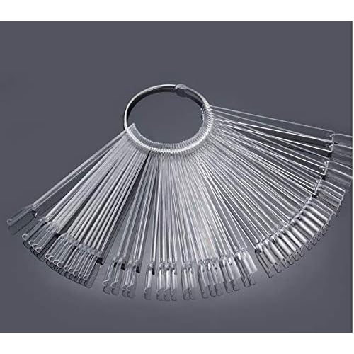 50pcs Uñas Falsa Muestras Mostrador Display Exhibidor de Uñas Postizas para Pintar, Practicas Arte de Uñas, Tips Expositor de Esmalte Uñas Color Transparente con Anillo