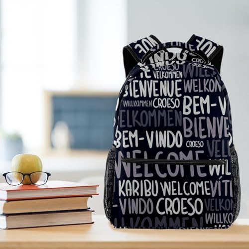 Sac à dos d'école bienvenue en différentes langues cadeau ado - 5
