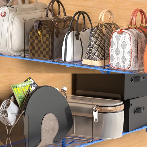 Cq acrylic Wire Closet Shelf Organizer -4 Pack -Easy Clip-No Tool- Clear Acrylic Shelf Dividers for Closet Organization for Bedroom/Kitchen/Office/Pantry 8.5\" Tall Shelf Separator